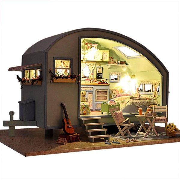 Goodsright Decor 3D Puzzles DIY Miniature Dollhouse Kit for Adults Kids Wood Craft Furniture LED Music Box Light Time Travel Series