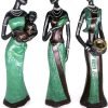 Goodsright Decor 3 Pack African Women Sculpture,7.5" Women Figurines Exotic Tribal Lady Figurine Black Women Statue Home Office Decor Vintage Collectible Art Crafts Desktop Ornaments Decorations Gift (Green)