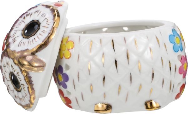 Goodsright Decor Owl Jewelry Box Meditation Aromatherapy Organizer Owl Shape Jar with Lid Aromatherapy Decoration Owl Shape Aroma Jar Ceramic Owl Jar Desktop Decor Ceramic Storage Jar