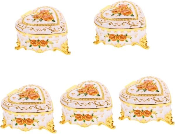 Goodsright Decor 4pcs Rose Jewelry Box Ring Holder Jewelry Case Desktop Decor Jewelry Organizer for Jewelry Organizer Small Jewelry Holder Shape Decor Trinket Boxes