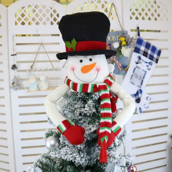 Goodsright Decor Christmas Tree Topper Snowman Top Hugger for Xmas Tree Holiday Decorations Winter Wonderland Decoration New Year Decorations Ornament with Hat Shawl and Poseable Arms