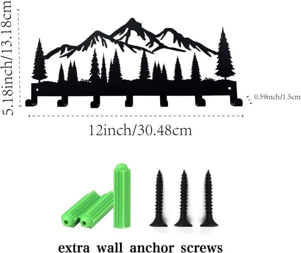 Goodsright Decor Key Holder for Wall | Metal Key Holder Hooks Organizer Rack | Metal Key Organizer Wall Decorative with 7 Hooks for Entryway, Front Door, Hallway, Kitchen, Office (Mountain)