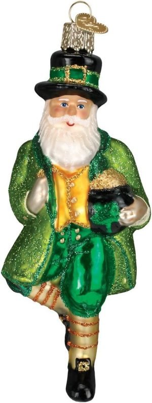 Goodsright Decor Old World Christmas Irish Santa Glass Blown Ornament for Christmas Tree