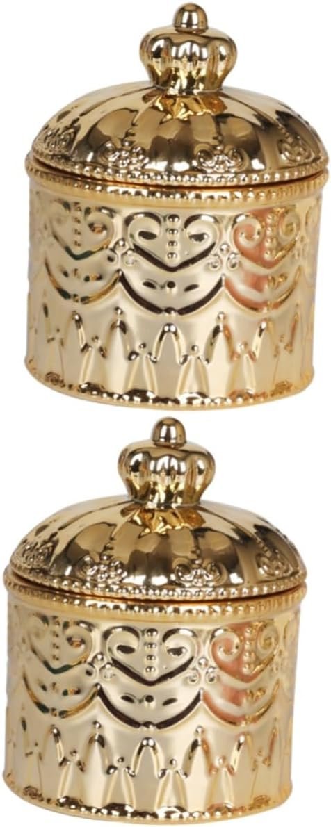 Goodsright Decor 4pcs Jewelry Box Pressed Flower Necklace Embossment Jar Vanity Decor Retro Decor Practical Jar Candle Stands Decorative Tea Canister Coffee Jar Ceramics Storage Tank Multifunction