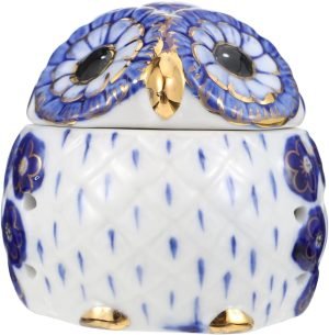 Goodsright Decor Owl Jewelry Box Meditation Aromatherapy Organizer Owl Shape Jar with Lid Aromatherapy Decoration Owl Shape Aroma Jar Ceramic Owl Jar Desktop Decor Ceramic Storage Jar