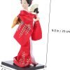 Goodsright Decor 4 Pcs Doll Ornaments Girl Handicrafts Statuette Traditional Japanese Doll Porcelain Dolls Car Dashboard Doll Japanese Art Craft Collectible Dolls Home Textile Miss Display Kimono