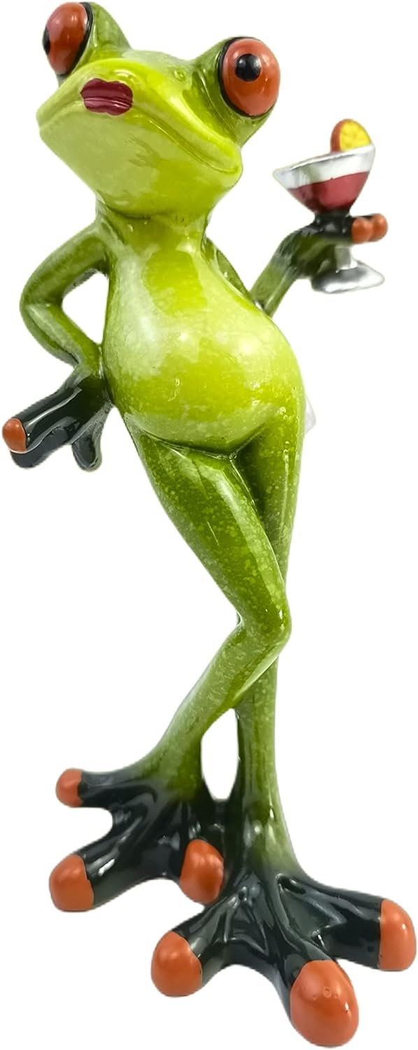 Goodsright Decor Frog Figurines Decor Funny Cute Craft Resin Frog Sculpture Statue for Home Office Desk Tabletop Bathroom Decoration, Ornament Gift (Fishing Frog)