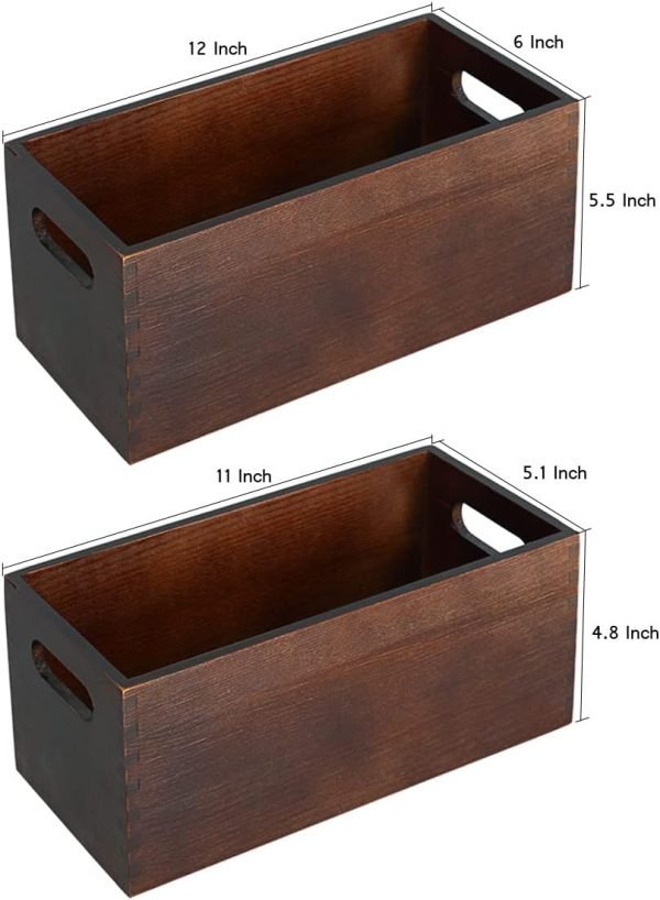 Goodsright Decor Wood Open Storage Boxes Mail Organizer Bins Letter Holder Box Rustic Wooden Boxes for Storage Nesting Storage Box Set 2