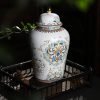 Goodsright Decor 2 Pack Chinese Enamel Porcelain Ginger Jar Vase With Lid and Gift Box,Decorative Ceramic Temple Jar Vase Tea Storage Jar With Lid Decor for Living Room Bedroom Shelf B (B)