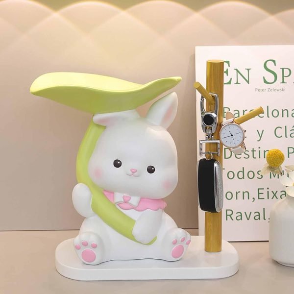 Goodsright Decor Entryway Bowl for Keys Modern, Creative Resin Rabbit Figurine Key Storage Tray, Birthday Holiday Housewarming Gift,White