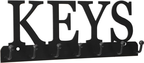 Goodsright Decor Key Holder Wall Mounted Key Hooks for Wall Decorative with 7 Hooks Black Metal Key Organizer Rack Hanger for Entryway, Front Door, Hallway, Office 10X3.7 inches