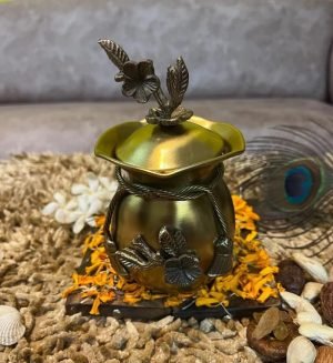 Goodsright Decor Brass Antique finish Dry Fruits Potli jar/box/gift item - set of 2 jars