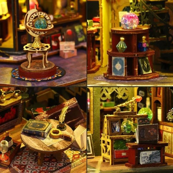 Goodsright Decor DIY Miniature Dollhouse Kit Magic Castle,Tiny House to Build Live in,Mini Handmade Unzip 3D Wooden Puzzle Furnishing Decor Model(ES012-Holo Magic City)
