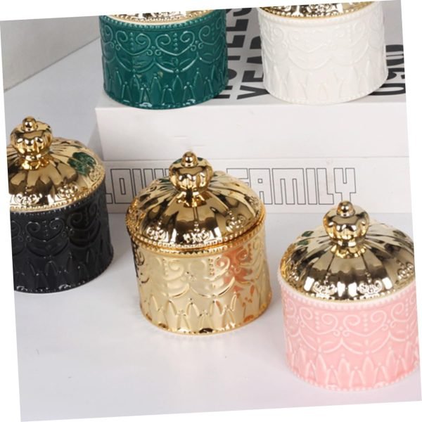 Goodsright Decor 4pcs Jewelry Box Pressed Flower Necklace Embossment Jar Vanity Decor Retro Decor Practical Jar Candle Stands Decorative Tea Canister Coffee Jar Ceramics Storage Tank Multifunction