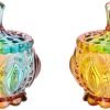 Goodsright Decor 2pcs colorful glass jar old glass crystal cookie jar glass bowls with lids glass decorative jar glass candy jar candy dish with lid clear jar Glass Gift Organizer biscuit Candy box