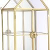 Goodsright Decor 2 Tier Clear Glass Storage Box, Gold Mirrored Jewelry Makeup Display Organizer Case, Decorative Tower box Storage for Trinket Perfume Lipstick Figure Statue Toy Display, House Shape
