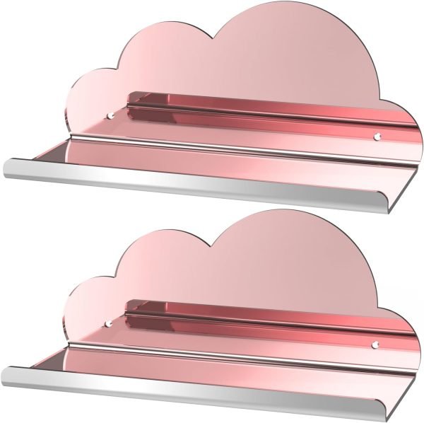 Goodsright Decor Cloud-Shaped Clear Acrylic Floating Shelves XL 2-Pack for Toys, Ornaments, Essential Oils & More, 12.7" L x 4.7" W x 5.5" H Spacious Room Decoration Display for Kids Room, Bathroom & Bedroom