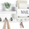 Goodsright Decor Organizer for Wall Mount ?C Key Holder with Shelf Includes Letter Holder and Hooks for Hallway Farmhouse Decor ?C Rustic Wood with Flush Mounting Hardware (16.5?? x 9.1?? x 3.4??) (White)