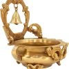 Goodsright Decor A Beautiful Brass Designer Ethnic Carved Decorative Urli Bowl with Bell for Floating Flowers and Tea Light Candles Home,Office and Table D??cor