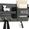 Goodsright Decor Organizer for Wall Mount ?C Key Holder with Shelf Includes Letter Holder and Hooks for Hallway Farmhouse Decor ?C Rustic Wood with Flush Mounting Hardware (16.5?? x 9.1?? x 3.4??) (White)