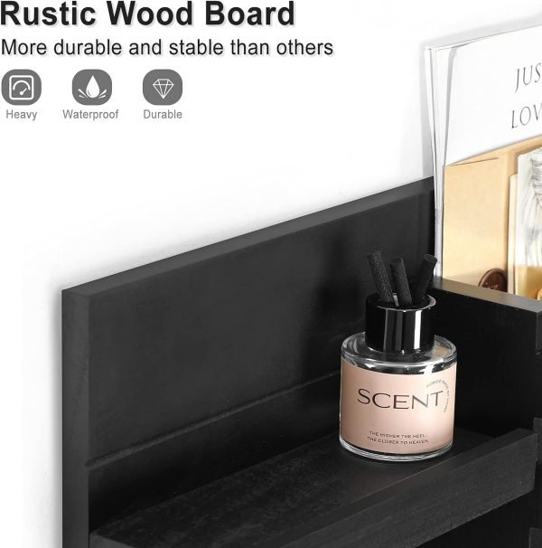 Goodsright Decor Mail Organizer for Wall Mount ?C Key Holder with Shelf Includes Letter Holder and Hooks for Coats, Dog Leashes ?C Rustic Wood with Flush Mounting Hardware (16.5?? x 8.7?? x 3.5??)