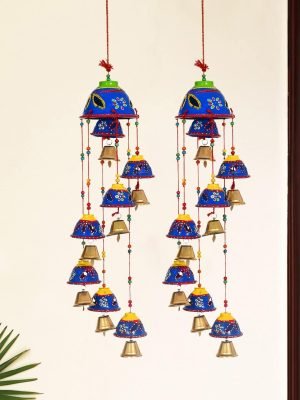 Goodsright Decor Bells Decorative Hanging Wind Chimes for Indoor and Outdoor Hanging for Home/Office/Hall Decoration Wedding/Event/Party/Haldi/Anniversary/Theme/Birthday Party/Celebration (Pack of 2) Blue