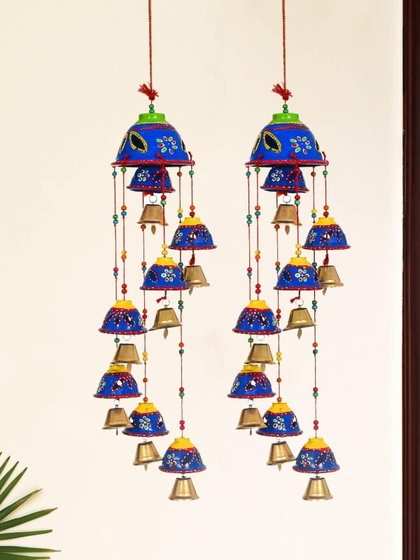 Goodsright Decor Bells Decorative Hanging Wind Chimes for Indoor and Outdoor Hanging for Home/Office/Hall Decoration Wedding/Event/Party/Haldi/Anniversary/Theme/Birthday Party/Celebration (Pack of 2) Blue