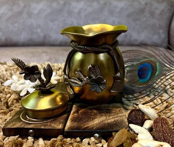 Goodsright Decor Brass Antique finish Dry Fruits Potli jar/box/gift item - set of 2 jars