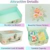 Goodsright Decor Paperboard Suitcases (Set of 3) Decorative Storage Boxes Storage Gift Boxes With Lids for Photo Storage Home Decoration, Wedding, Birthday, Anniversary and New Year Gift Decoration (Blossom and Dots)