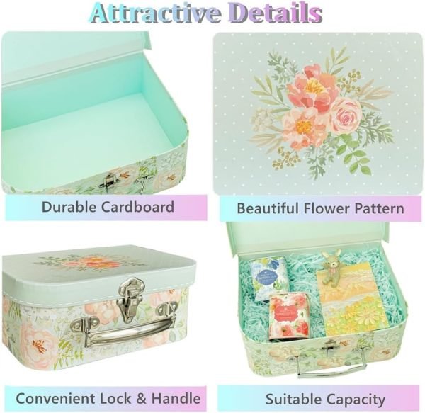 Goodsright Decor Paperboard Suitcases (Set of 3) Decorative Storage Boxes Storage Gift Boxes With Lids for Photo Storage Home Decoration, Wedding, Birthday, Anniversary and New Year Gift Decoration (Blossom and Dots)