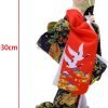 Goodsright Decor 12" Japanese Geisha Kimono Doll Ornaments Asian Kimono Doll 30cm Handicrafts Statuette Folk Ethnic Collectible Figurine Decoration Gift Black Red