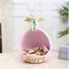 Goodsright Decor Decorative Bowl for Keys Entryway, Home Living Room Candy Bowl, Creative Cow Resin Figurine, Storage Box,White