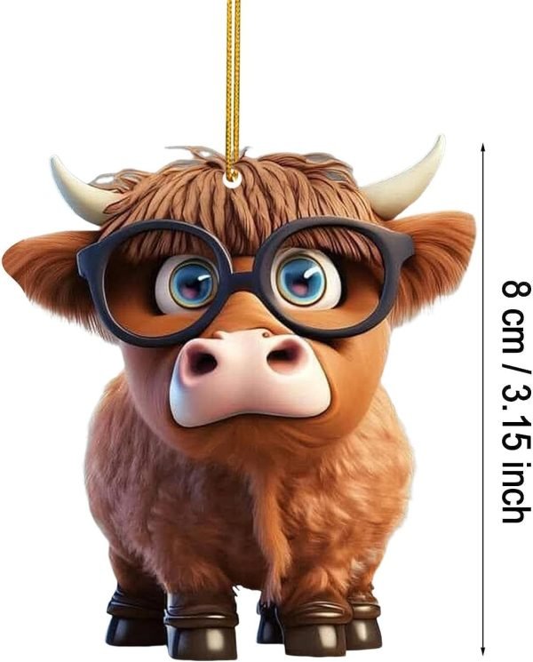 Goodsright Decor Cute Cartoon Cattle Cow Hanging Ornament Decorative Car Interior Pendant DIY Christmas Tree Ornament Lovely Animal Home Decor Decorative Hanging Ornaments Automobile Keychains