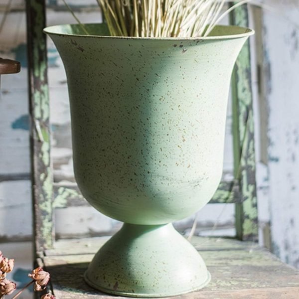 Goodsright Decor Artificial Flower Decoration Flower Vase Large Iron Goblet Vase Storage Basket for Creative Decoration Vintage Flower Pot Balcony Unique Garden Sculpture