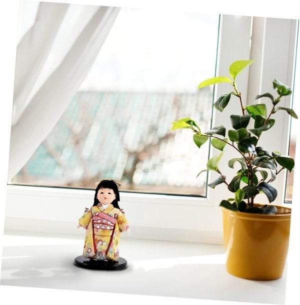 Goodsright Decor 2pcs Japanese Doll Wood Toys Geisha Kabuki Doll Model Car Ornament Asian Kimono Doll Figurine Asian Kimono Figure Japanese Kabuki Dolls Toy for Kids Decorations Child Aldult Cloth