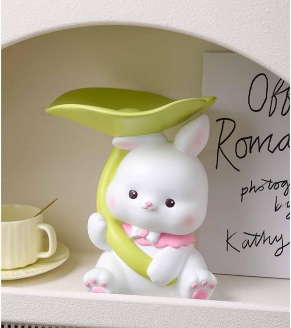Goodsright Decor Entryway Bowl for Keys Modern, Creative Resin Rabbit Figurine Key Storage Tray, Birthday Holiday Housewarming Gift,White