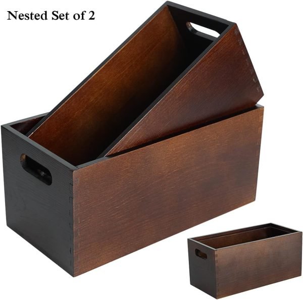 Goodsright Decor Wood Open Storage Boxes Mail Organizer Bins Letter Holder Box Rustic Wooden Boxes for Storage Nesting Storage Box Set 2