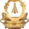 Goodsright Decor A Beautiful Brass Designer Ethnic Carved Decorative Urli Bowl with Bell for Floating Flowers and Tea Light Candles Home,Office and Table D??cor