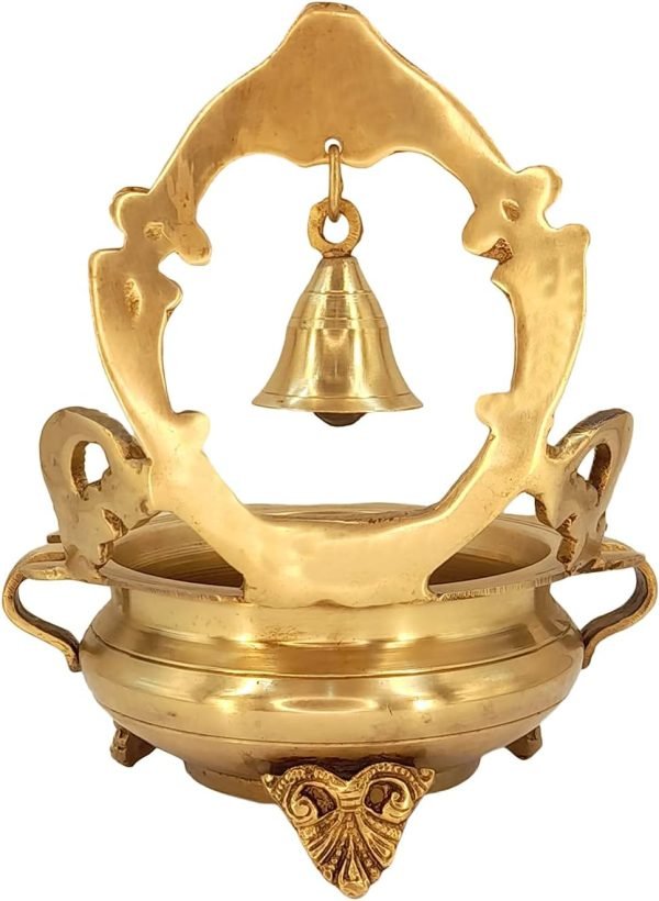 Goodsright Decor A Beautiful Brass Designer Ethnic Carved Decorative Urli Bowl with Bell for Floating Flowers and Tea Light Candles Home,Office and Table D??cor