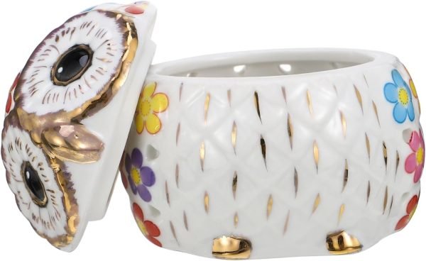 Goodsright Decor Owl Jewelry Box Ceramic Owl Jar with Lid Owl Shape Aroma Jar Desktop Decor Ceramic Desktop Ornament Meditation Aromatherapy Organizer Ceramic Storage Jar Aromatherapy Decoration