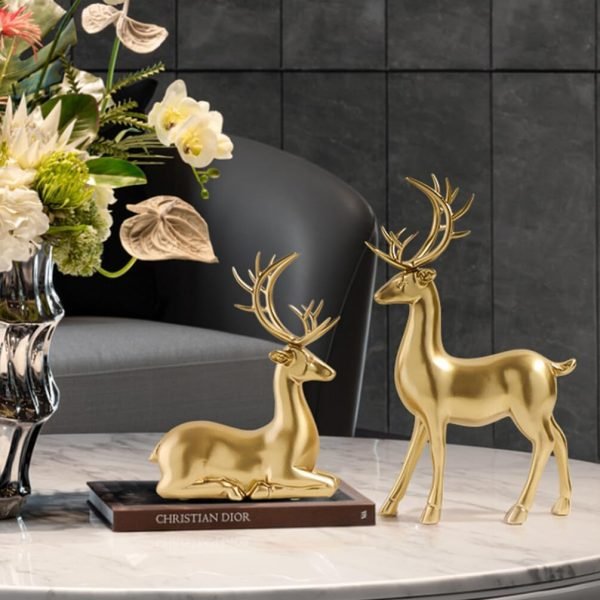 Goodsright Decor 2pcs Resin elk ornaments christmas deer decorations reindeer statues christmas elk statue christmas elk ornament reindeer ornament xmas deer figurine gold decor desktop doll lovers