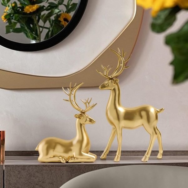 Goodsright Decor 2pcs Resin elk ornaments christmas deer decorations reindeer statues christmas elk statue christmas elk ornament reindeer ornament xmas deer figurine gold decor desktop doll lovers