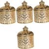 Goodsright Decor 4pcs Jewelry Box Pressed Flower Necklace Embossment Jar Vanity Decor Retro Decor Practical Jar Candle Stands Decorative Tea Canister Coffee Jar Ceramics Storage Tank Multifunction