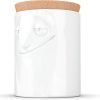 Goodsright Decor PRODUCTS Porcelain Storage Jar, Charming Face Edition, 57 Oz. White (Single Jar) with Natural Cork Lid