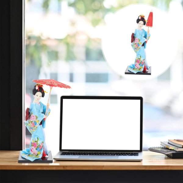Goodsright Decor Japanese Geisha Kimono Doll Collectible Figurines Traditional Craft Desktop Ornaments for Home Restaurant Table Decors