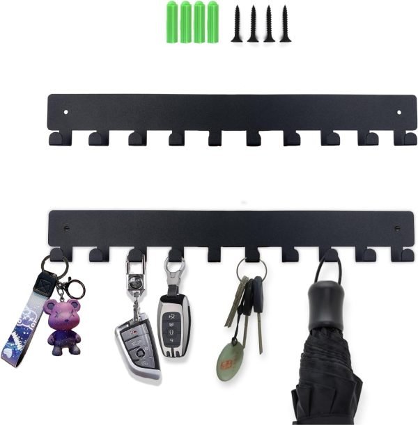 Goodsright Decor Key Holder for Wall | Metal Key Holder Hooks Organizer Rack | Metal Key Organizer Wall Decorative with 7 Hooks for Entryway, Front Door, Hallway, Kitchen, Office (Mountain)