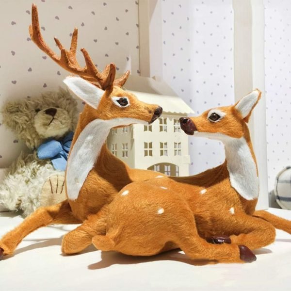 Goodsright Decor 1 Pair Table Top Decor Christmas Couple Reindeer Figurine Animal Figurine Nativity Ornaments for Kids Christmas Table Figurine Small Deer Ornament Statue Car Child Crafts