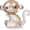 Goodsright Decor Crystal Cheerful Monkey Cute Animals Lovely Craft Decorations for Home Ornaments Christmas Collectible Birthday Gifts Figurines (White)