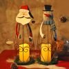 Goodsright Decor 2 Pack Christmas Candle Lantern with LED Lights, Metal Lighted Santa Claus Lanterns for Christmas Holiday Home Decorations