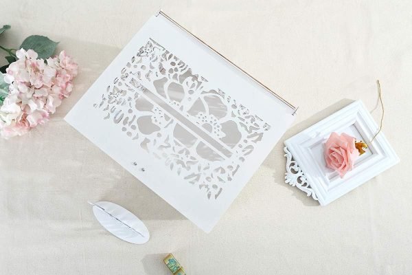 Goodsright Decor Wedding Money Box Holder with Sign, Large Rustic Wood Wooden Envelop Gift Card Boxes with Lock Slot for Reception Anniversary Party Parties White